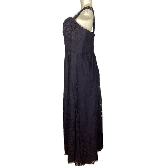 Amsale 12 Purple Raisin Lace Lined Sweetheart Neckline Zip Back Lace Straps Gown - Picture 5 of 6
